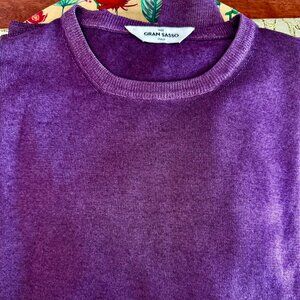 GRAN SASSO  Italy Crew Neck 100% Virgin Wool Mens Sweater Purple,SZ 50 Excellent